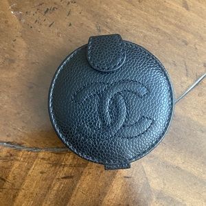 Authentic CHANEL Vintage Caviar Leather Compact Mirror